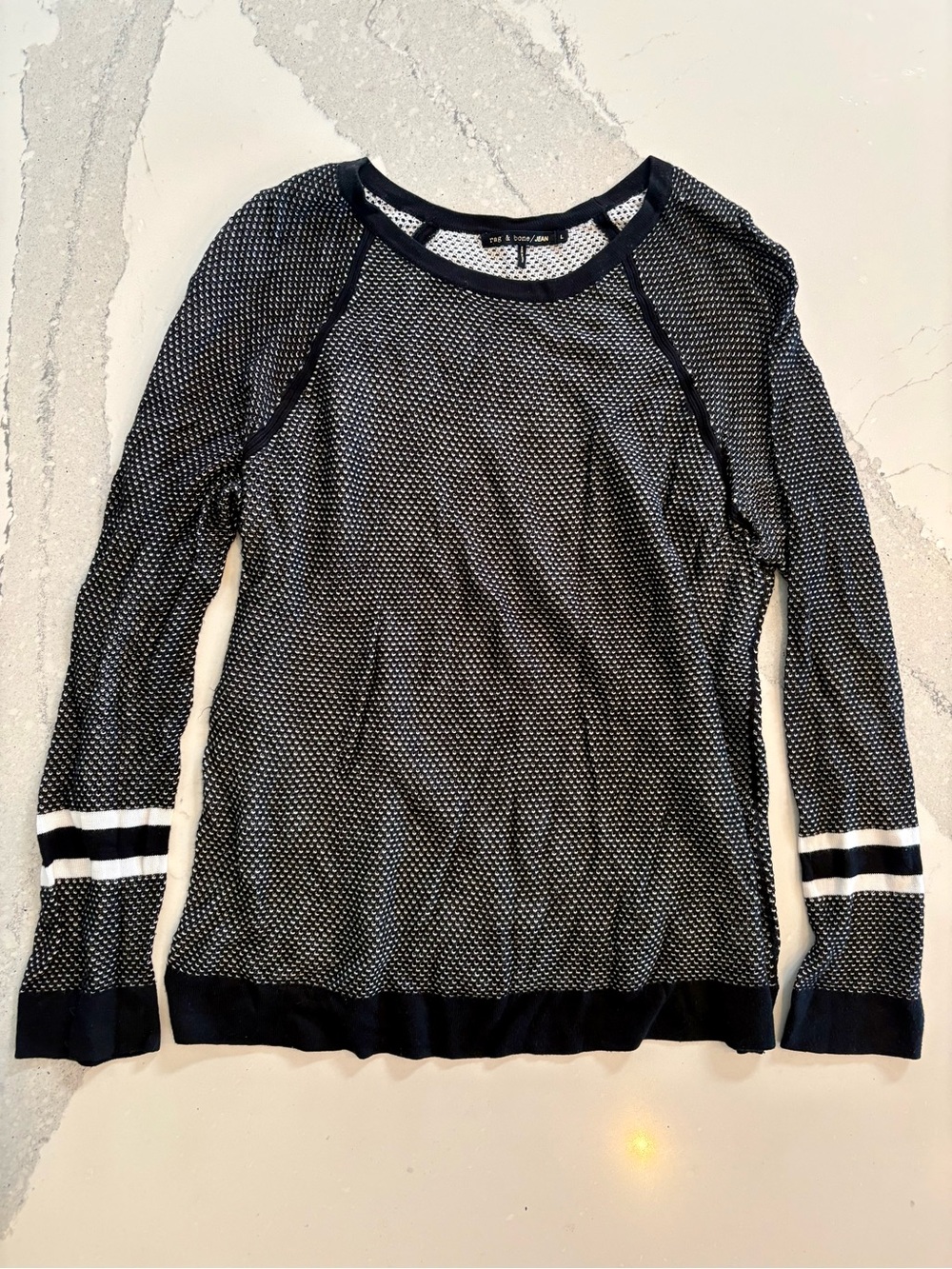 Rag and Bone Black & White Crewneck Knit Sweater
